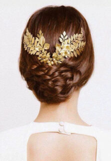 golden headpiece for a wedding updo