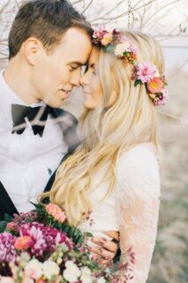 Beautiful boho wedding couple