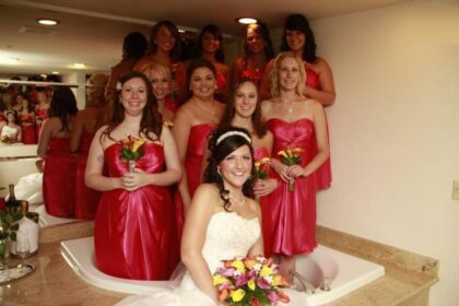 Red bridesmaids dresses