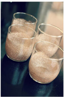 Glitter on reception table glassware
