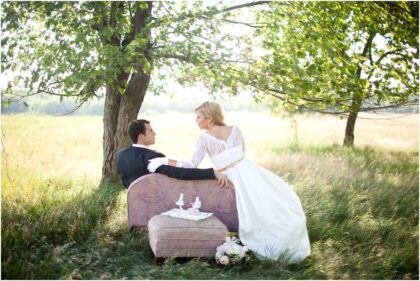 wedding gown with gloves