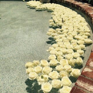 Floral setup for a pool wedding