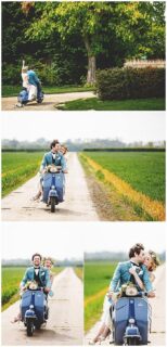 Wedding getaway on a scooter
