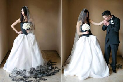 black and white weddings dress