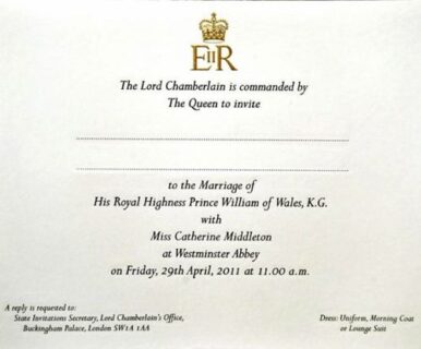 The royal wedding invitation - Kate and William|Smythson wedding invitations|