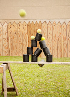 games at the wedding - cans knockdown||||