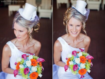 Anna and John's Mad Hatter Wedding. Images:Courtney Reece Photography/Two Back Flats||||||Mini top hats are a fantastic alternatives to veils and hair accessories. Image: Two Back Flats.|||Anna and John's Mad Hatter Wedding. Images:Courtney Reece Photography/Two Back Flats|
