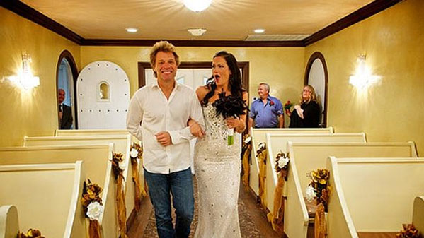 Living on a prayer: Jon Bon Jovi walks Aussie bride down the aisle
