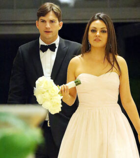 Ashton Kutcher and Mila Kunis at Mila's brother's wedding. Image: Jackson Lee/Splash News|Ashton Kutcher and Mila Kunis at Mila's brother's wedding. Image: Jackson Lee/Splash News|