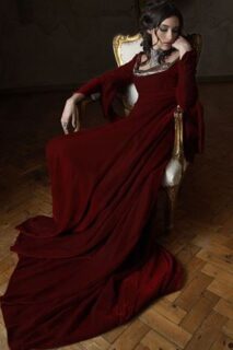 angelina colarusso red velvet wedding dress|