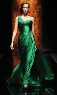 emerald green satin dress|