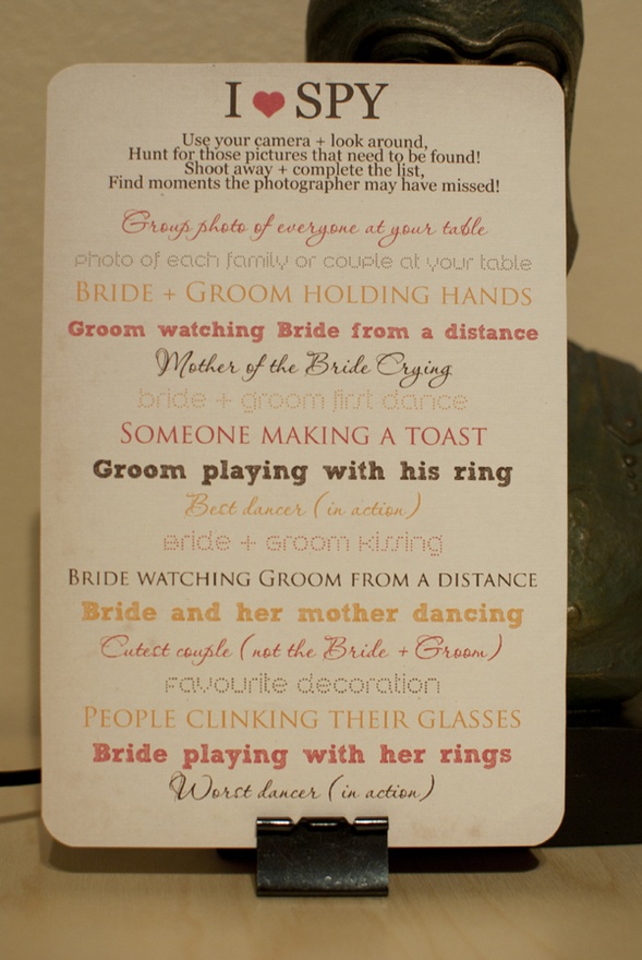 Wedding idea: I spy game for guests