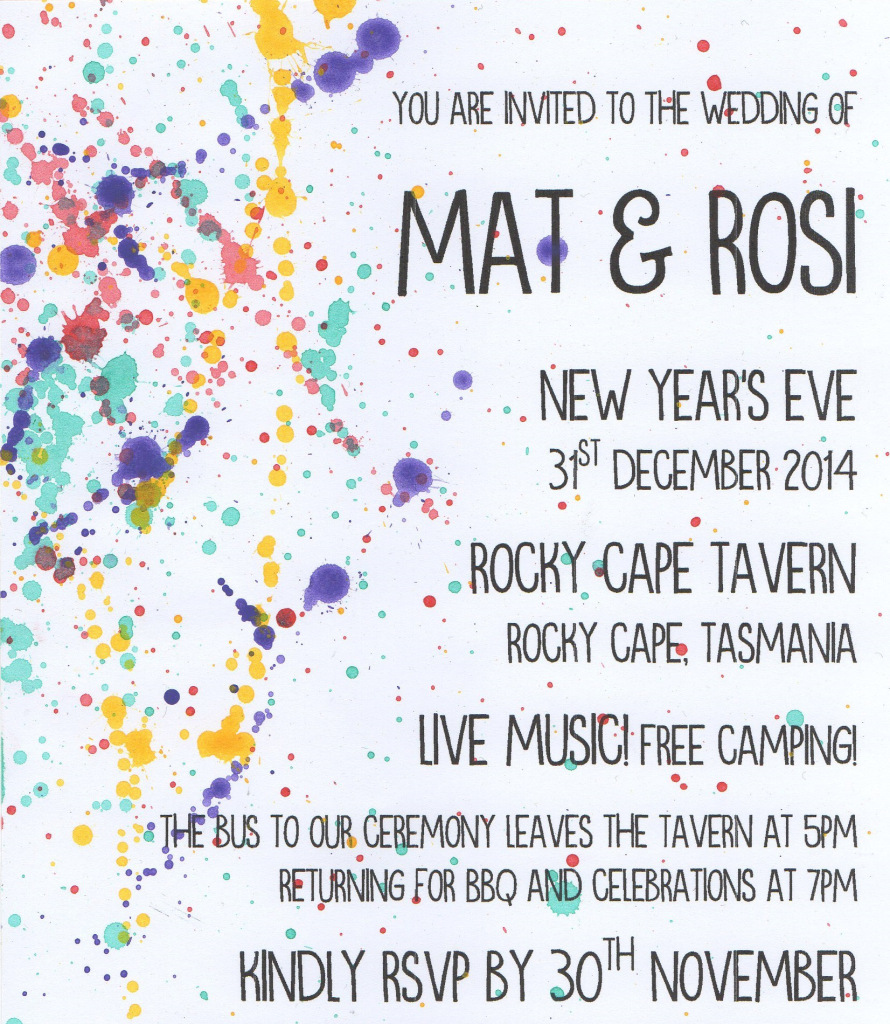 DIY New Year’s eve wedding invitations