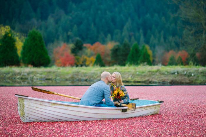 Floating in a pink wedding lake