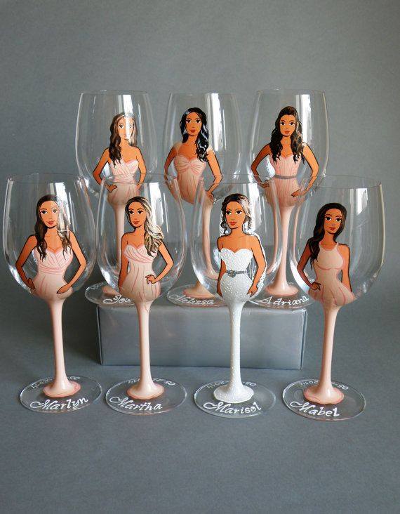 Personalised glasses for the bridal party