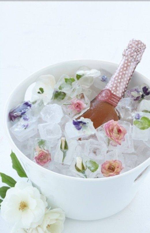 Ice cube + edible flowers