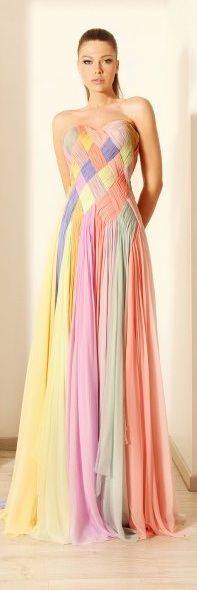 Rainbow pastel bridesmaids’ gown