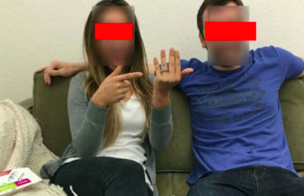 Oops! UK couple announce engagement – and a little something else, too…