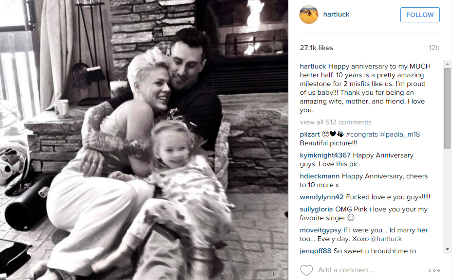 10 years: Pink!’s hubby shares adorable anniversary photo