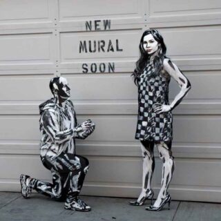 Alexa Meade painted her friends Dan and Christina in 2d body paint and helped Dan plan a surprise proposal to his girlfriend Christina|Cristina and Dan pose for photos in the streets of San Francisco ahead of Dans surprise proposal||