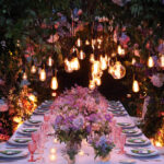 Garden wedding ceremony by Xander Casey||Wedding cake by Hall Of Cakes